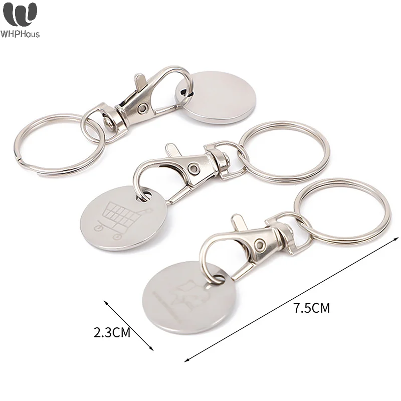 Shopping Trolley Key Ring Token Chip Carabiner Hook Alloy Portable Charm Bag Phone Pendant Supermarket Keychains