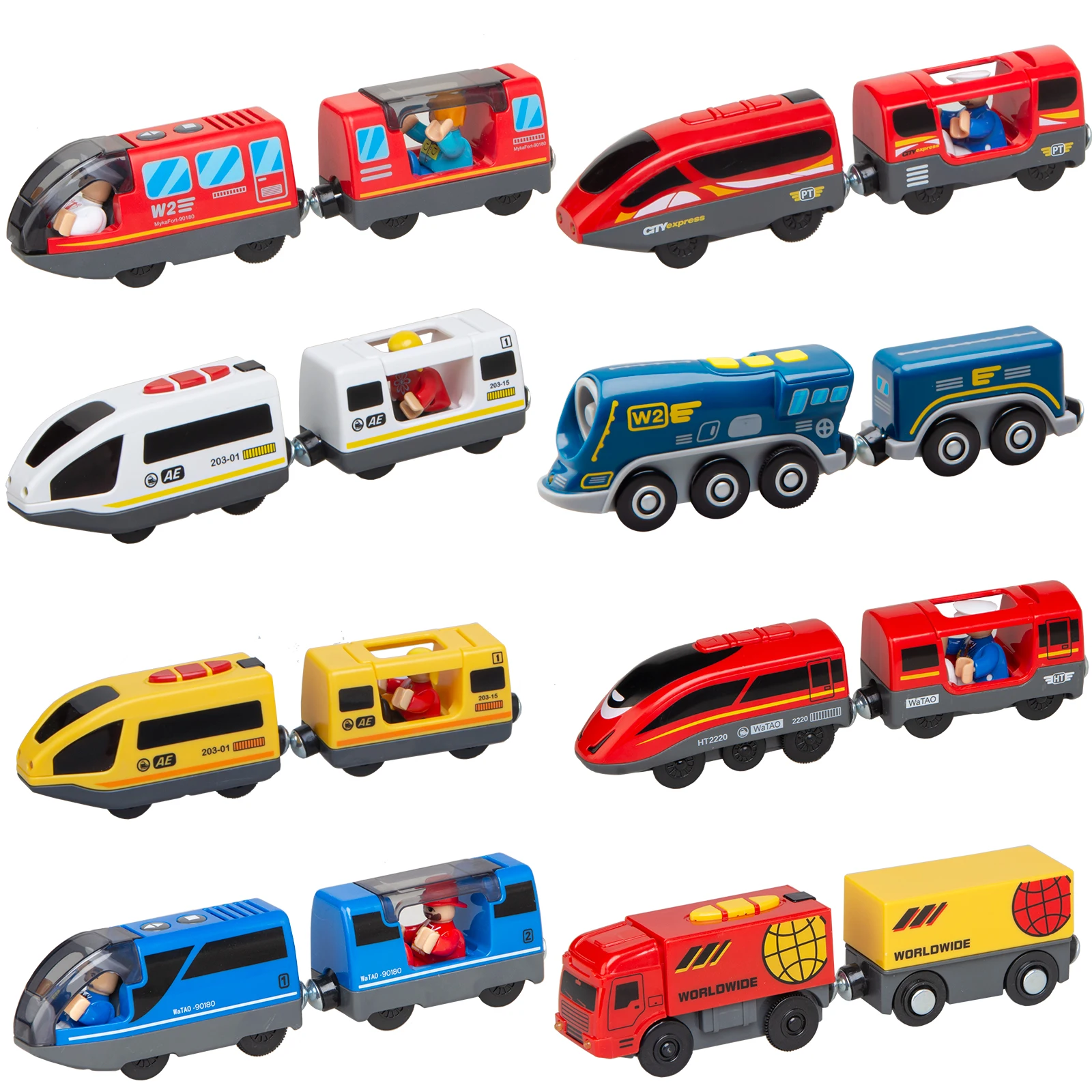 

Battery Operated Locomotive Pay Train Set Fit for Wooden Railway Tracks Powerful Engine Bullet Electric Train for Boys Girls