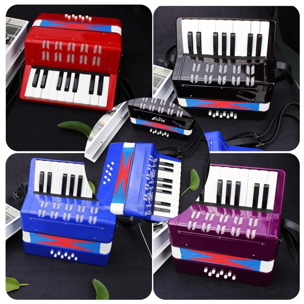 17-Key 8 Bass Accordion Kids Children Mini Small Accordion Educational Musical Instrument for Beginner Student Birthday Gift Kids Accordion Toy