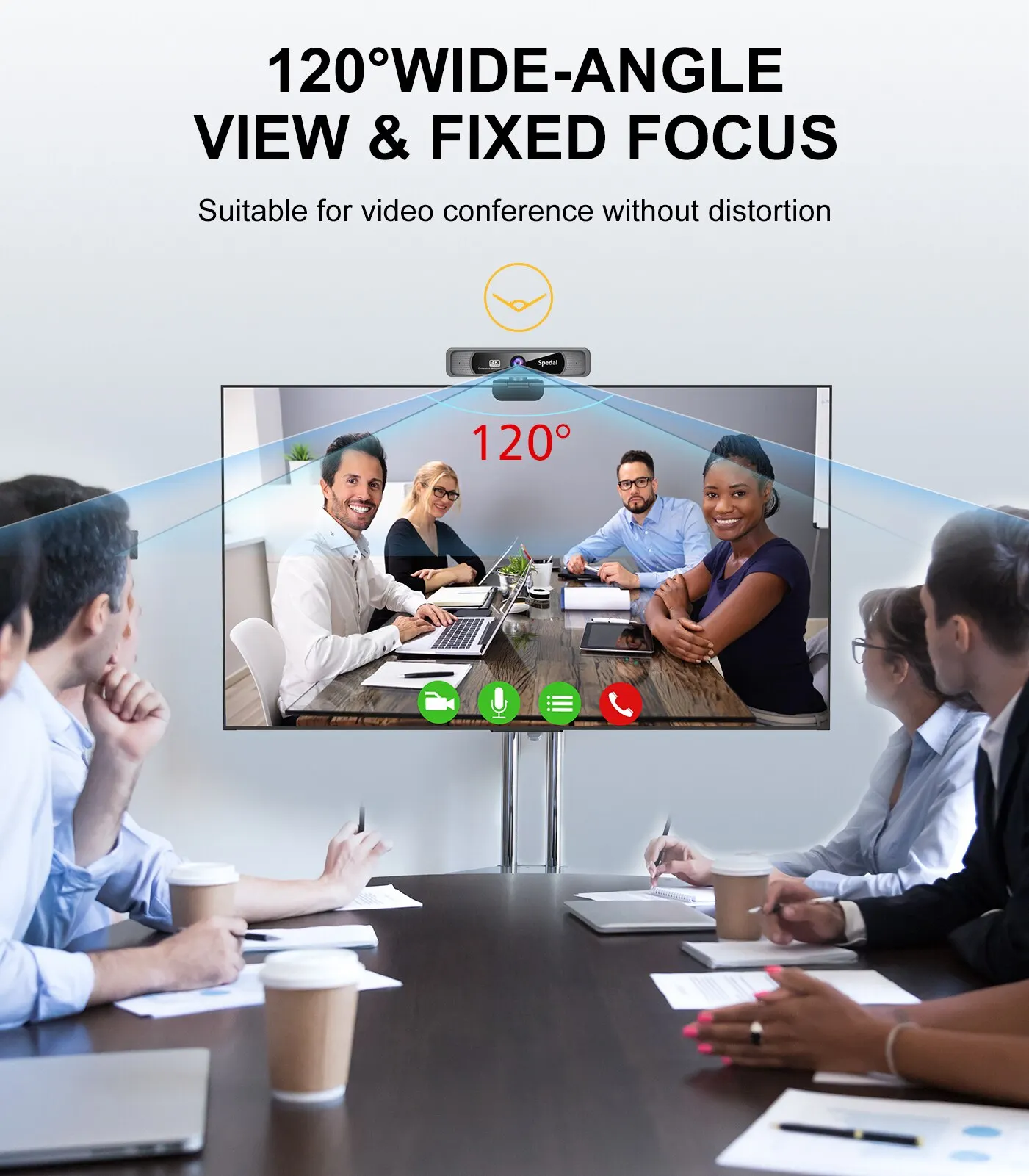 Spedal 931 HD 4K 30Fps 120 Wide Angle Webcam Wtih Microphone Remote Control Streaming PC Conferencin Windows Mac Linux 5