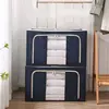 1PC Oxford Cloth Storage Box Fabric Folding Steel Frame Box Quilt Bag Clothes moisture-proof Organising Box Large Size 5