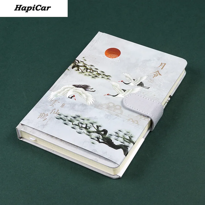 

Vintage 32K Color Page Notebooks Journals Chinese Notepads Stationery Grid Magnetic Buckle Agenda Sketchbook Office Accessories