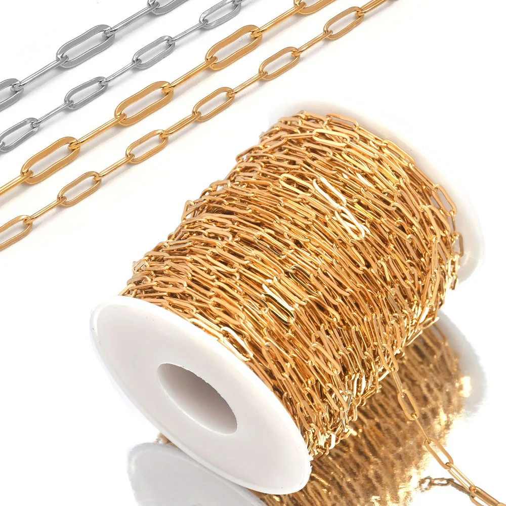 2M Edelstahl Büroklammer Gliederkette Ovales Gliederkabel Bulk für DIY Schmuckherstellung Erkenntnisse Halskette Armband Handwerk Komponenten