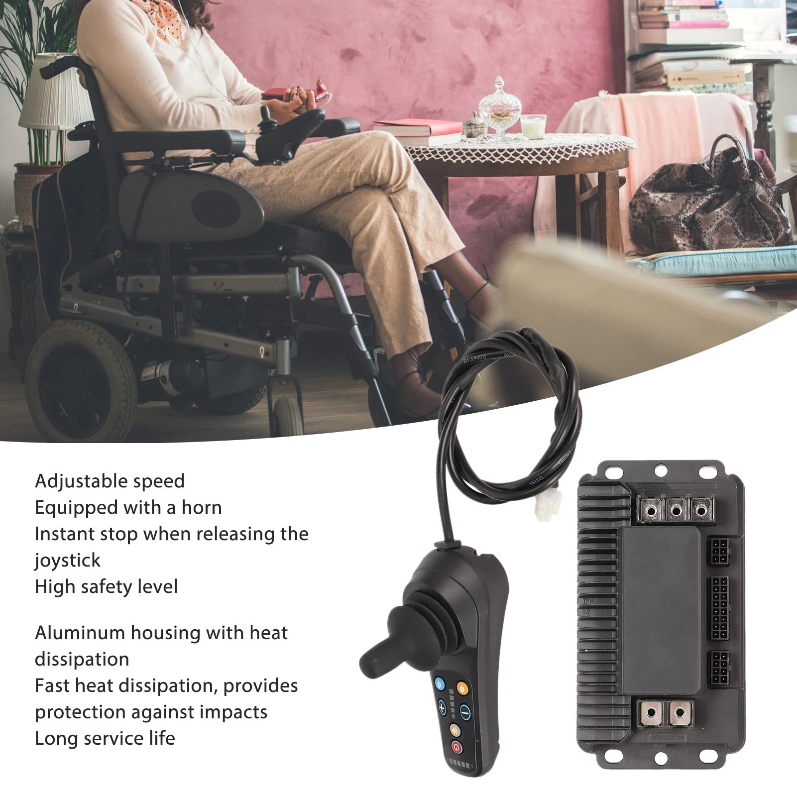 Wheelchair joystick controller Wheelchair Joystick Controller Fast Heat Dissipation Universal Fit Bumper Proof Electric Wheel Chair Joystick for All Brands