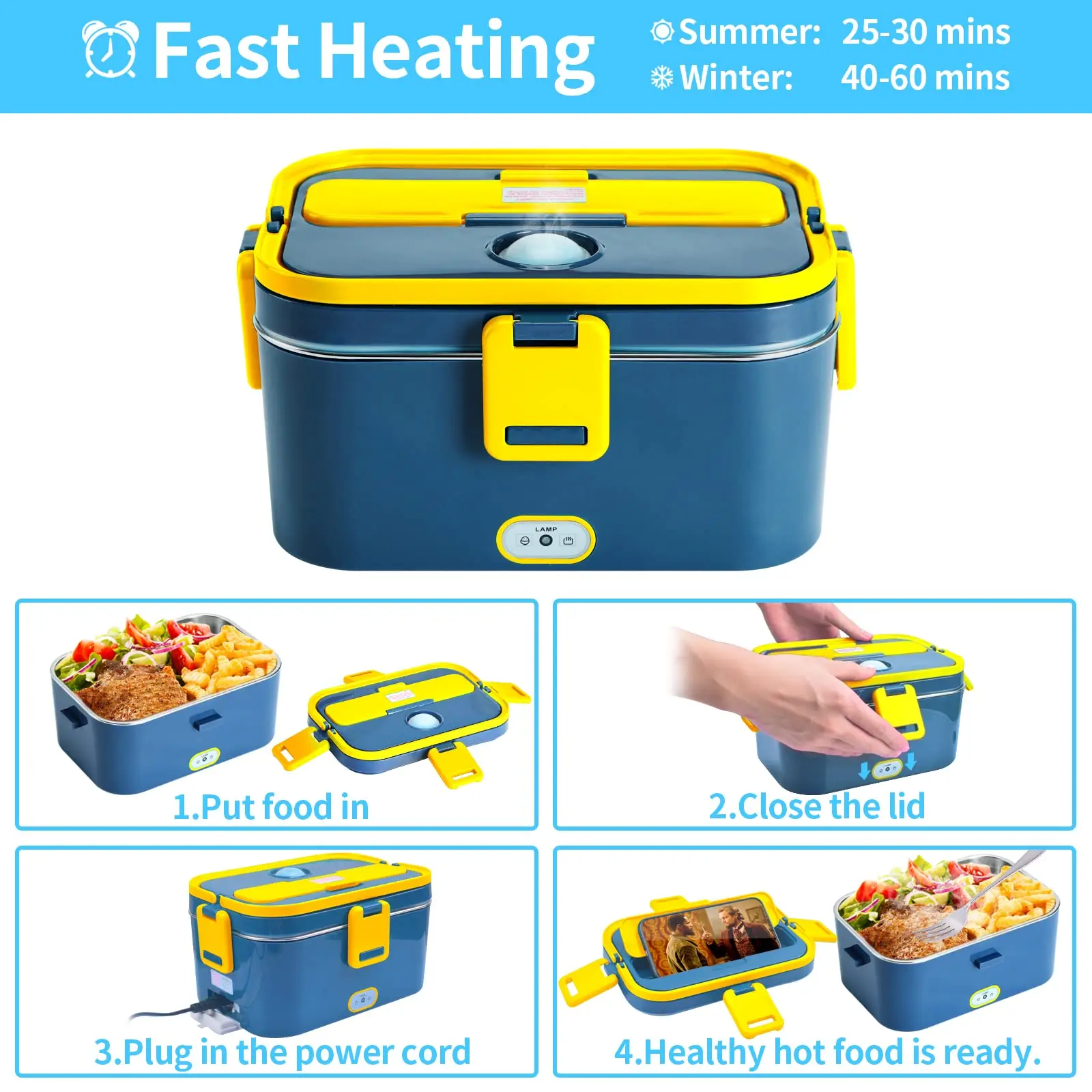 Portable Food Heating Lunch Box Electric Heated Warmer Bag 12V Car Charger  US 