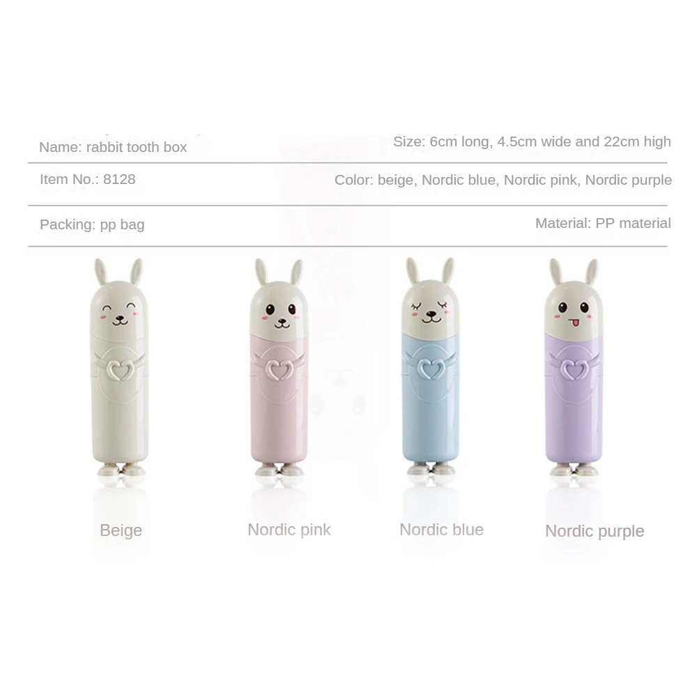 Nordic Cute Rabbit Portable Tooth Brush Container Travel Organizer Toothbrush Toothpaste Holder Storage Box Plastic Toothbrush Holder Toothbrush Storage Box