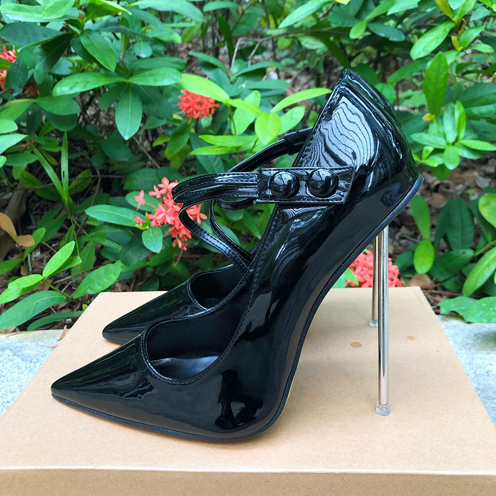Zapatos de tacón sexis para mujer, tacones altos de Metal de 12cm