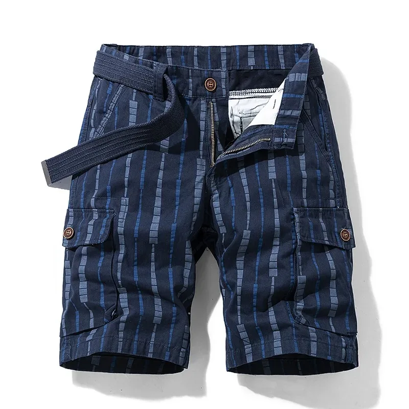 

High Quality Elastic Waist 100% Cotton Knee PantsMens Shorts Cotton Casure Summer And Autumn Beach Shorts Size 28-36