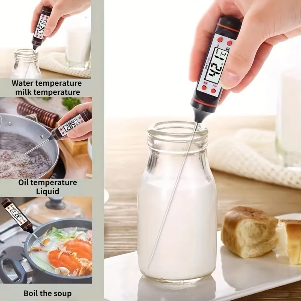 1pc Real-time Reading Meat Thermometer Digital Probe Milk Liquid Barbecue Thermometer Cooking Kitchen Barbecue