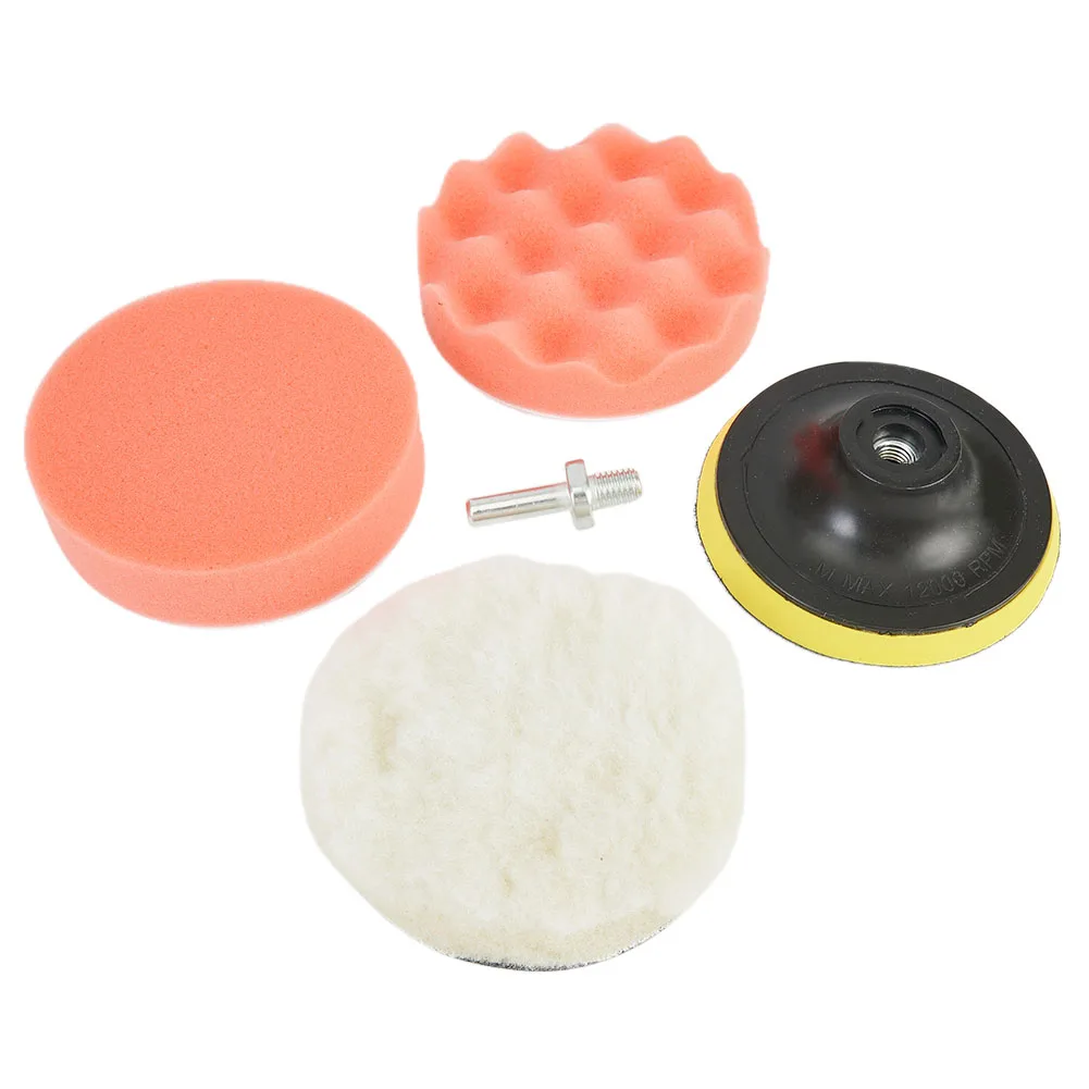 

100mm Polishing Pad Wool Detailing 5Pcs Accessories Polish Wax Sponge Foam Buffer Set Drill Adapter M10 thread drill