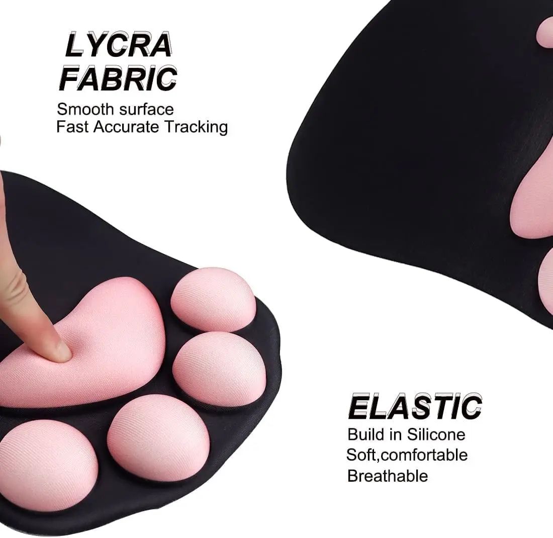 3D Cat Paw Ergonomic Mouse Pad & Wrist Rest Set