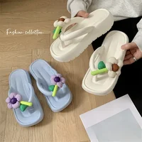 2024 Women Fashion Flower Slippers Females Indoor Non-slip Sandals Adult Concise Solid Color Slides Girls Outdoor EVA Flip Flops 2