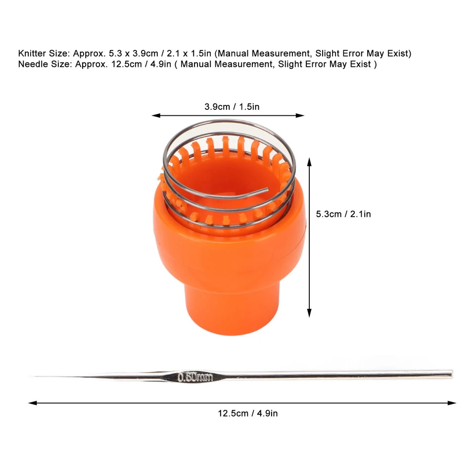 Mini Knitting Loom Machine - Orange Wire Crochet Loom For Hats, Scarves & Socks