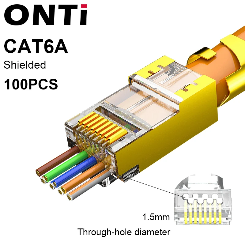 network wire tester ONTi RJ45 Crimp Tool Pass Through Crimper for Crimping Cat8/7/6/5 Cat5e Connector with Replacement Blade Ethernet Cable Stripper network repair kit Networking Tools