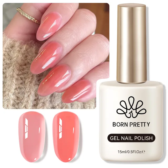 BORN PRETTY Smalto per unghie gel nudo rosa rosso Colore gelatina Semi permanente Soak Off UV LED Vernice Design 6/7/10/15ml Forniture per unghie 6