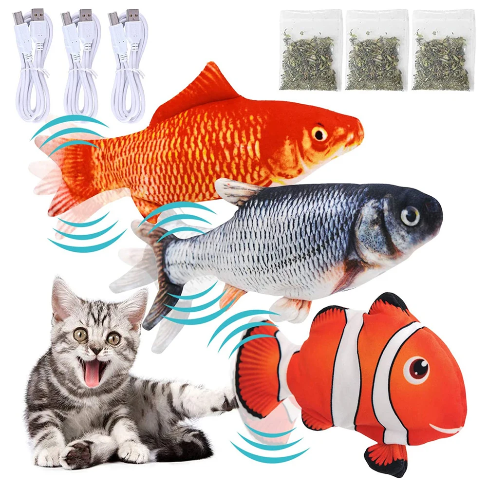 portable  electric flap fish moving cat kicking fish toy realistic floppy fish twisting fish cat toy plush interactive cat toy