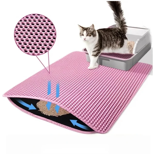 Cat Litter Mat Double Layer Pet Non Slip Big Pet Litter Box Filter MatWear Resistant Waterproof Anti-slip Cat Litter Mat