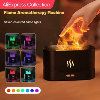 AliExpress 컬렉션 향수 가습기 초음파 공기 가습기, LED 조명 시뮬레이션, 다채로운 불꽃 향기 기계