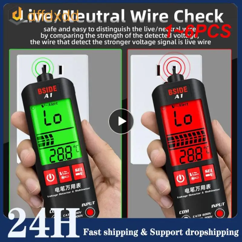 

1~6PCS Mini Multimeter Automatic Intelligent Digital Multimeter LCD Display Multimetro DC Voltage Ohmmeter NCV Hz Wire Tester