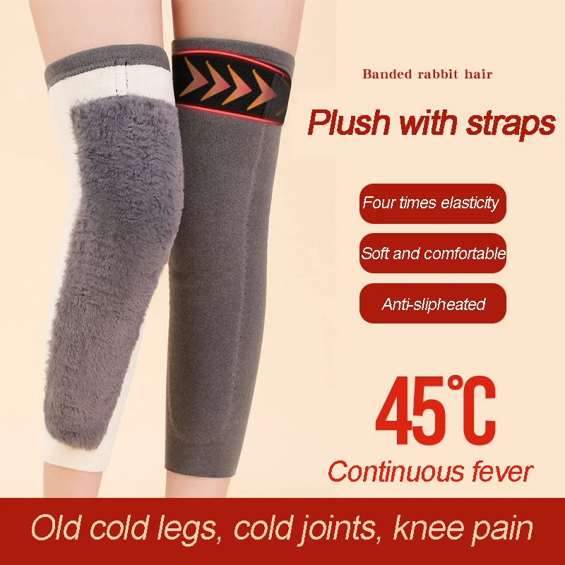 

Winter Warm Knee Pads Support Brace lock in temperature to prevent cold for Sports Leg Protection Rabbit Fur Kneepad