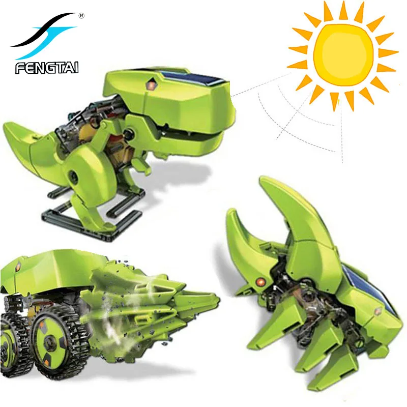 DIY three-in-one solar dinosaur robot rig deformation board power supply children's toy gift solar robot kit