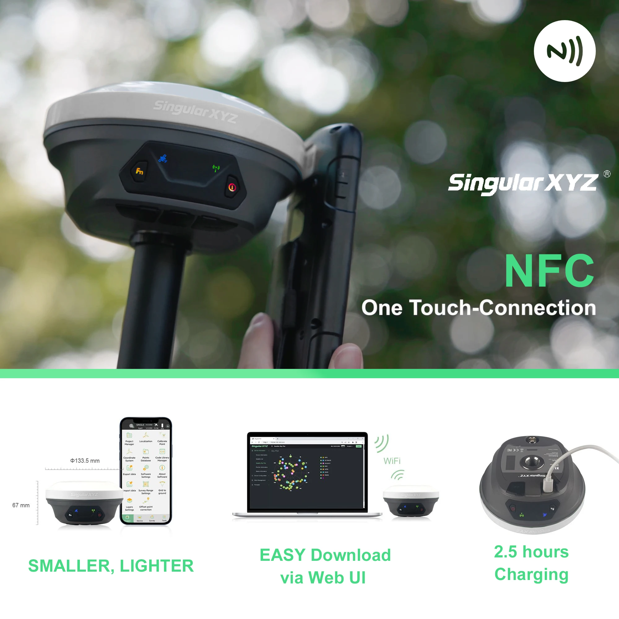 Without Tribrach Tripod Pole  E1 GNSS Receiver Set High Precision RTK 2cm Accura