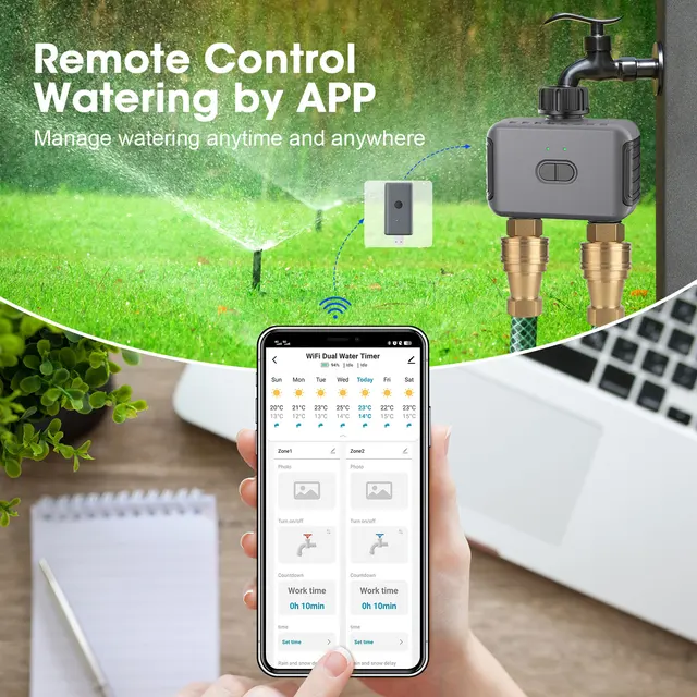 Insoma Automatic Water Timer with Gateway Dual Hose Garden Irrigation Watering System Remote Sprinkler Programmer support Alexa 2