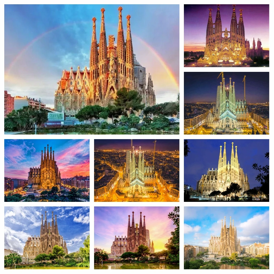 Sagrada Familia Barcelona Spain Landscape 5D Diamond Painting Roman Catholic Minor Basilica Scenery Cross Stitch Room Decor Gift