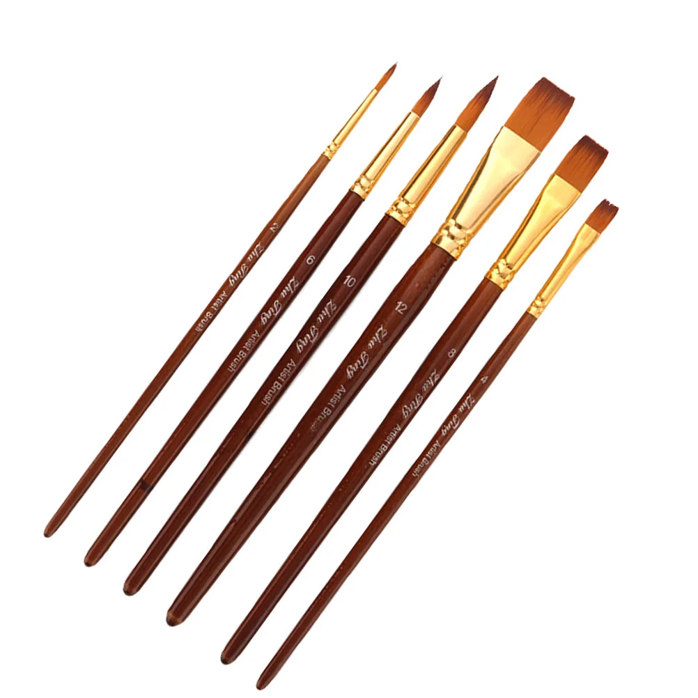 

6pcs Nylon Paint Professional Drawing Oil Painting Artist Brush