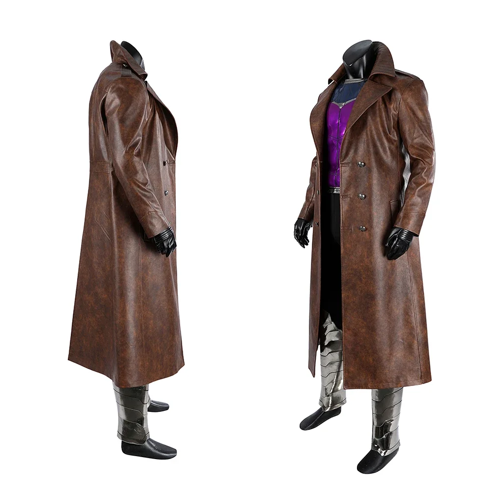 Marvel X-Men Gambit Cosplay Costume with Trench Coat for Men (Unofficial)