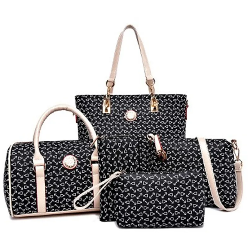 Fashion Mother Bag Five Pieces Set Ladies Commuter Crossbody Girls Simple Handbag Card Purse Wallet Shoulder Bag Cosmetic Bag