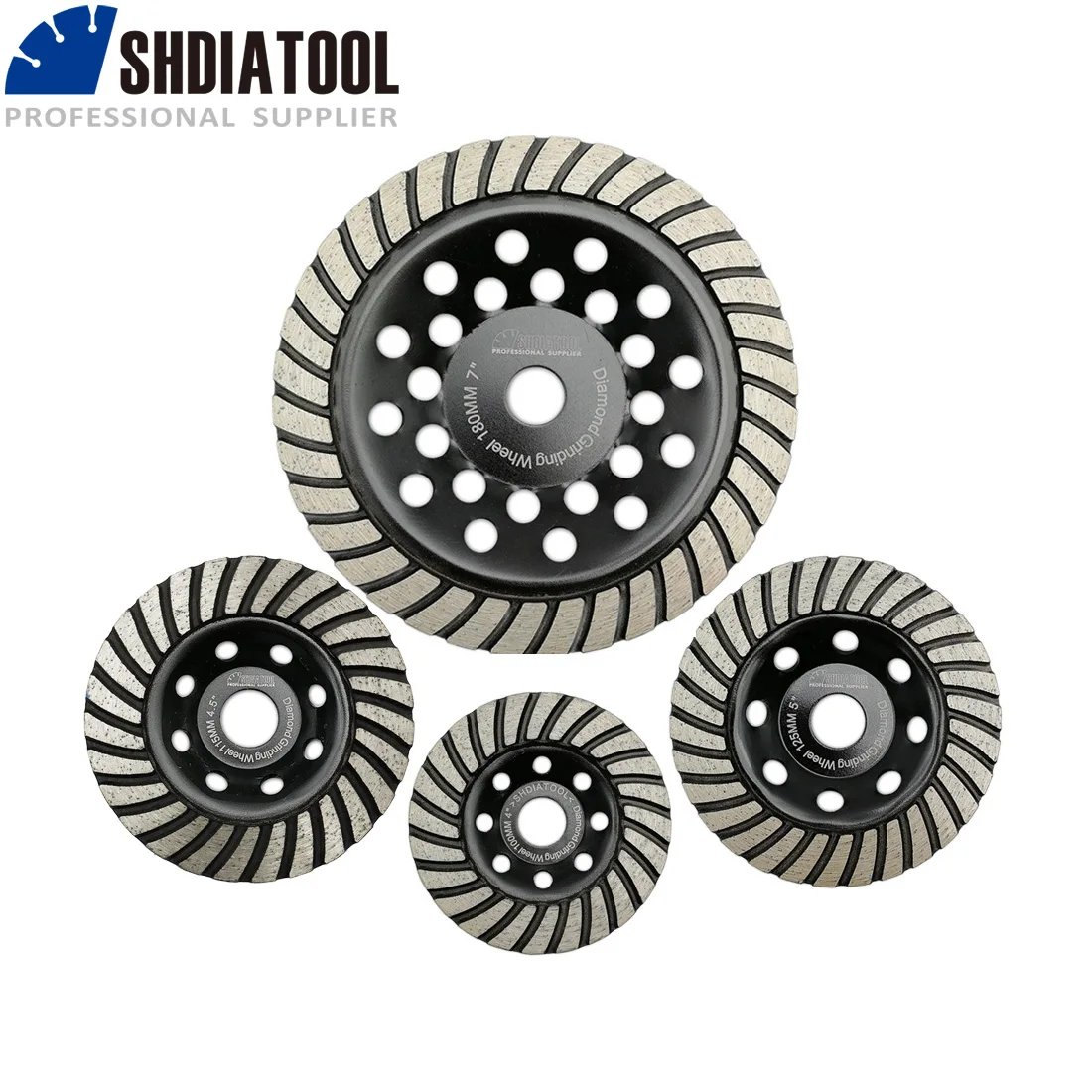 SHDIATOOL Diamond Turbo Row Grinding Cup Wheel Grinding Disc Diameter 4"/100mm 4.5"/115mm 5"/125mm 7"/180mm 1pc