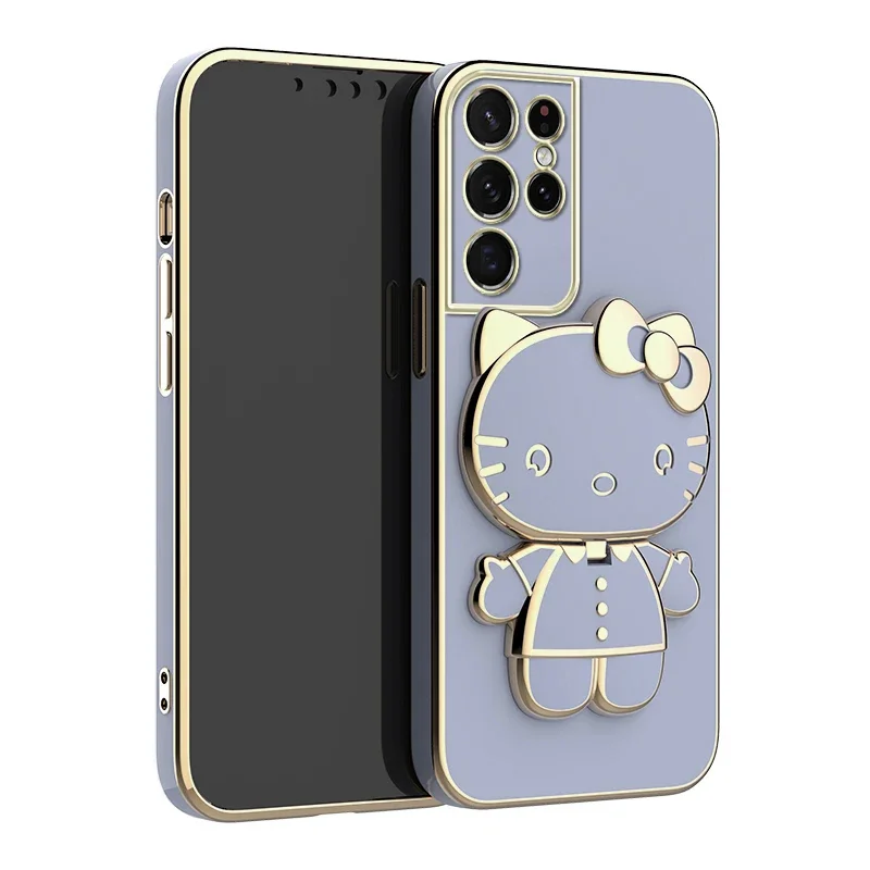 thumbnail image 1 of Funda de teléfono chapada de Hello Kitty para Samsung Galaxy, cubierta con soporte de espejo, A25, A35, A55, A15, A13, A23, A33, A53, A73, A12, A22, A32, A52, A72, 1 of 5