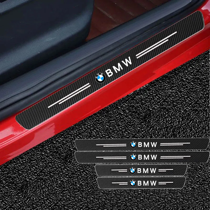 Car Threshold Scuff Plate Carbon Fiber Sill Protector Stickers For BMW M E30 E39 E46 E90 E93 E60 F10 M5 M6 M7 X4 Car Accessories