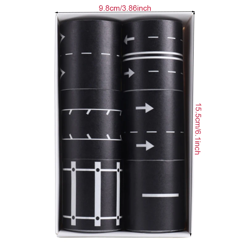 6 rolls/box DIY road and rail transit design and paper tape, railway and highway decorative tape, DIY thin sticker decoration, m 3