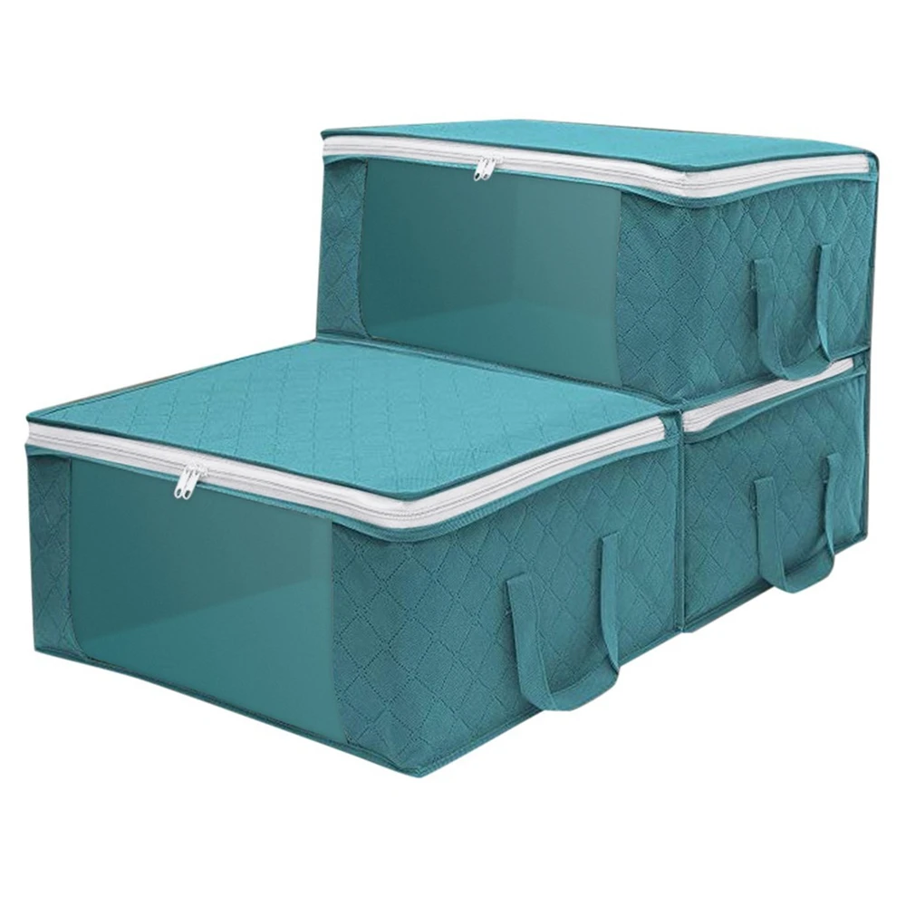 Large Capacity Storage Folding Box Zipper Cover Transparent Organizer Bedroom Shelf Wardrobe Clothes Toy Cabinet Container Box 4