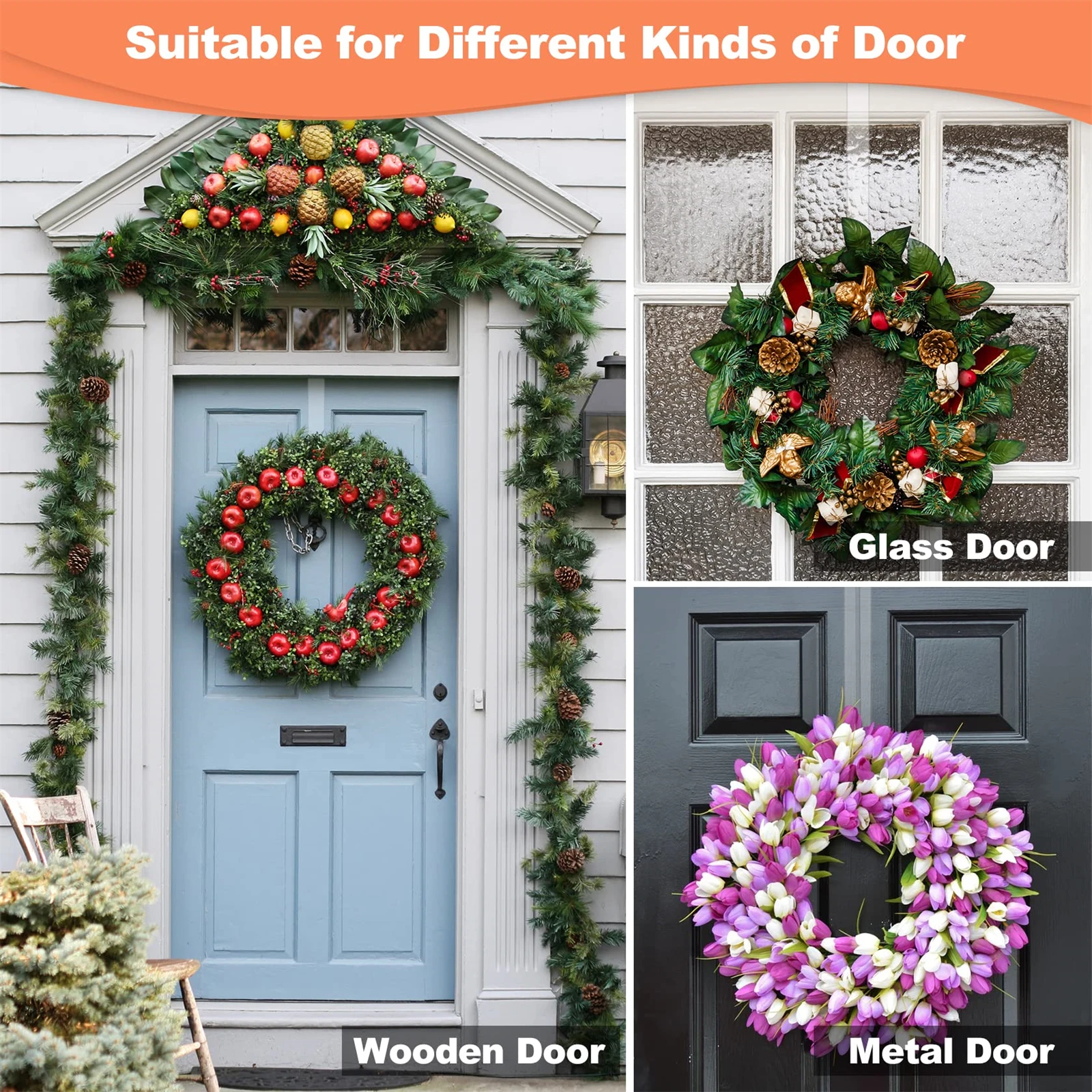 Description Picture 6 of itemChristmas Wreath Hanger Xmas Clear Door Hooks Punch-free Schoolbags Storage Party Hook for Birthday Party Home Decorations