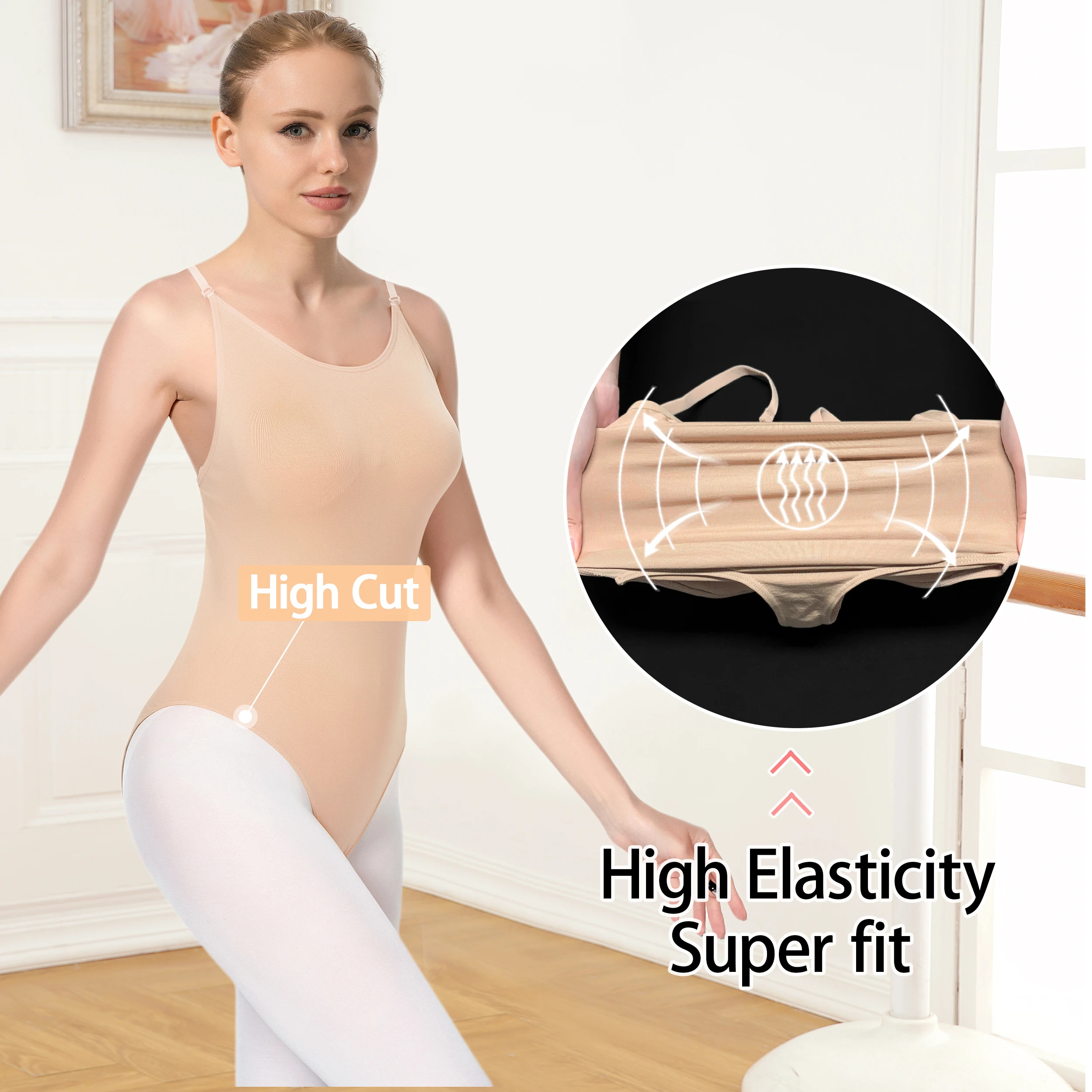 여성 캐미솔 속옷 레오타드 발레 팬티 원활한 속옷 댄스웨어