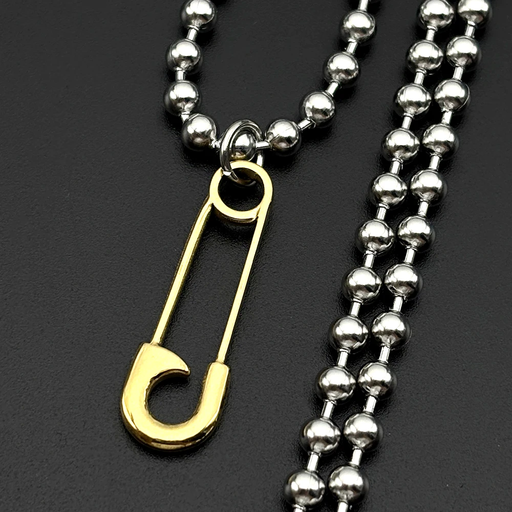 Simple Creative Safety Pin Necklace For Women Men Stainless Steel Gold Silver Color New Design Clavicle Chain Y2K Goth Jewelry