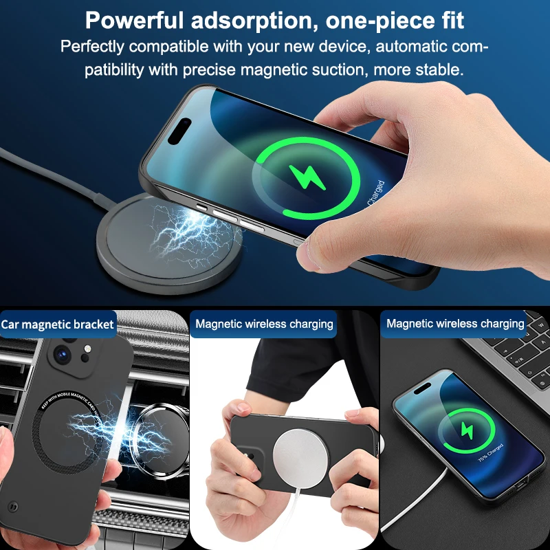 Ultra-Thin Frameless Magnetic Hard Case with Wireless Charging Compatibility