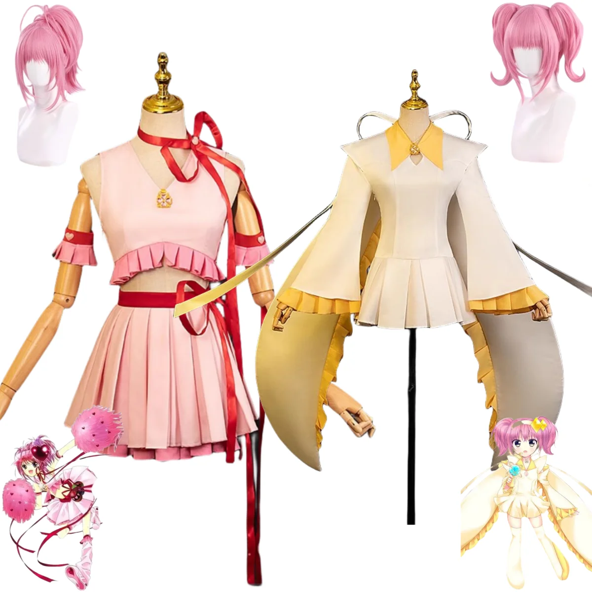 

Anime Shugo Chara Hinamori Amu Cosplay Costume Amulet Heart Amulet Dia Wig Combat Uniform Woman Kawaii Carnival Party Suit