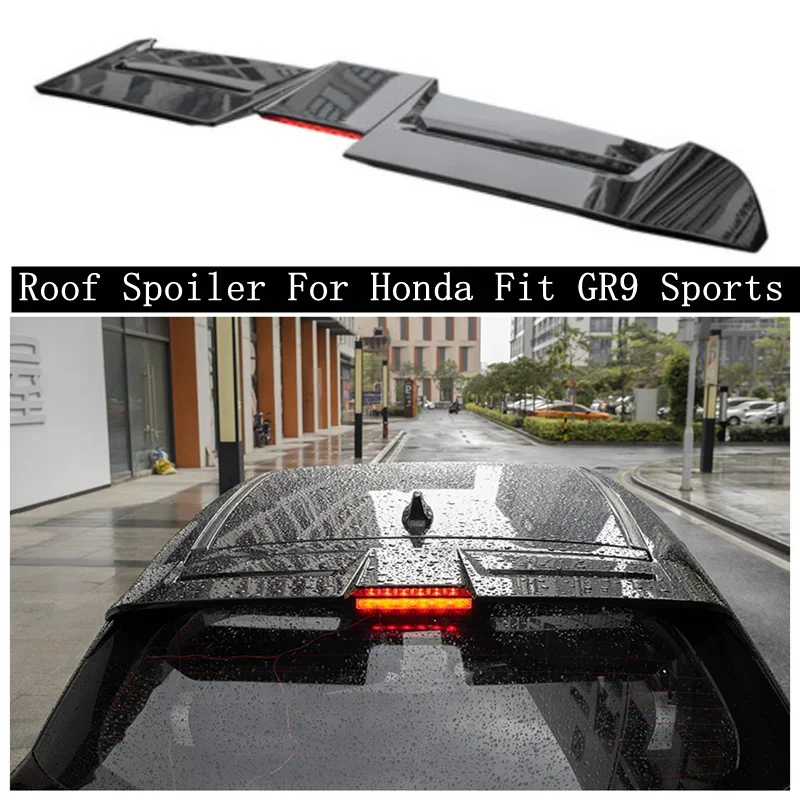 

For Honda Fit GR9 Sports (with LED Light) 2021 2022 2023 High Quality ABS Black Rear Trunk Roof Spoiler Splitter