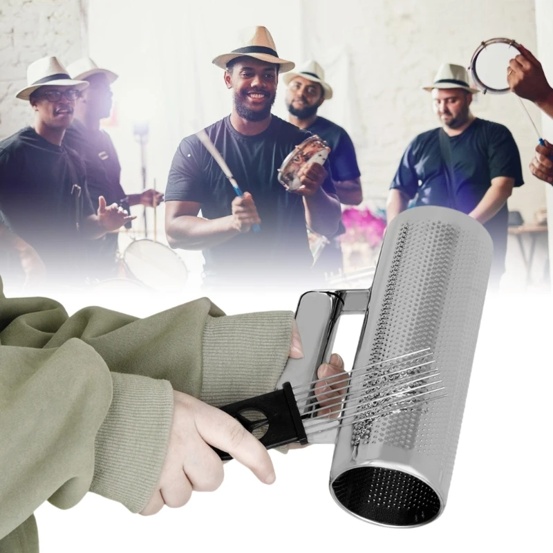 Guiro Shaker, Metal Guiro Musical Percussion Instrument with Scraper Professional Band Accompaniment Training Tool