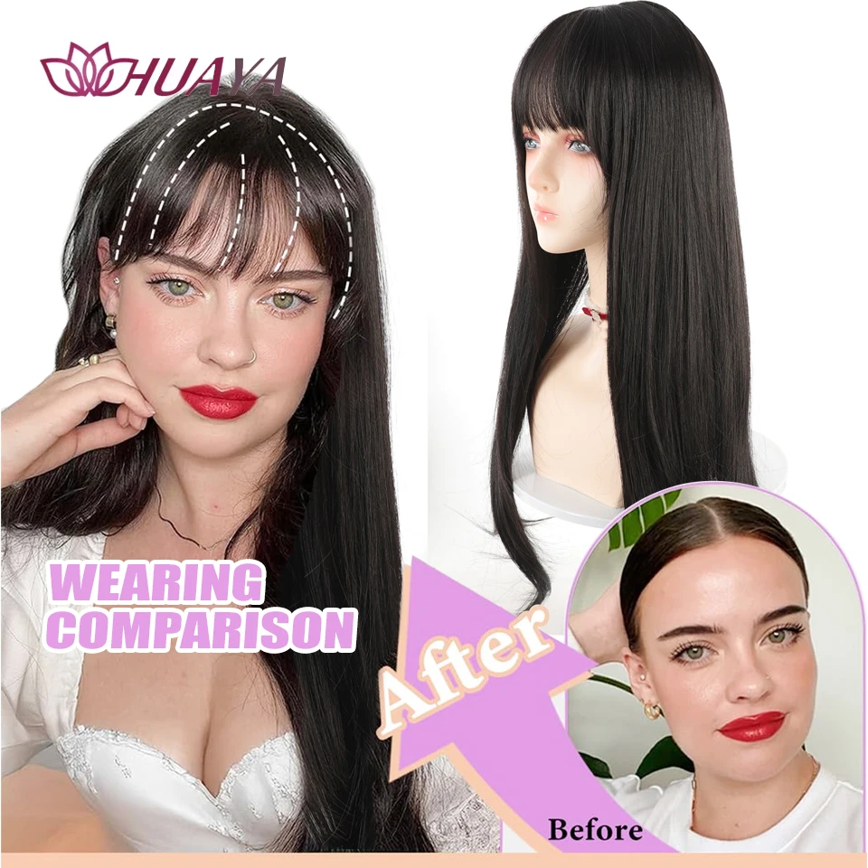 Long Wavy Topper Hair For Women 24Inch Synthetic Topper Clip Hair Extensions Daily Cover Gray Hair and Increase Hair Volume