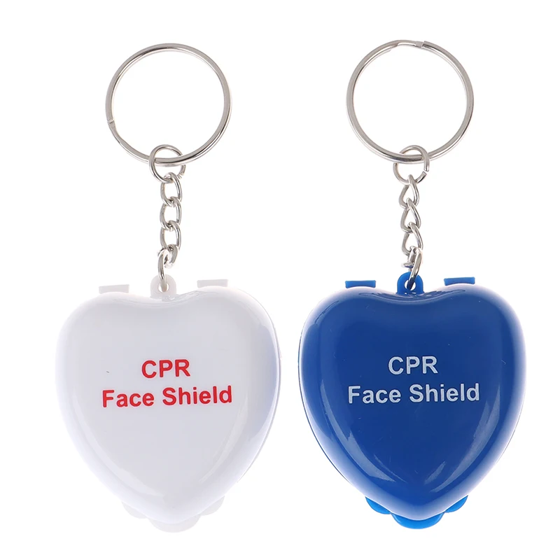 1PC Protect CPR Mask Mouth KeyChain Rescue In Heart Box Face Mask First Aid