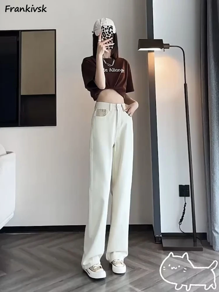 

Jeans Women Korean Style Streetwear Popular High Waist All-match Harajuku Fashion Retro Denim Trousers Summer Loose Hotsweet New