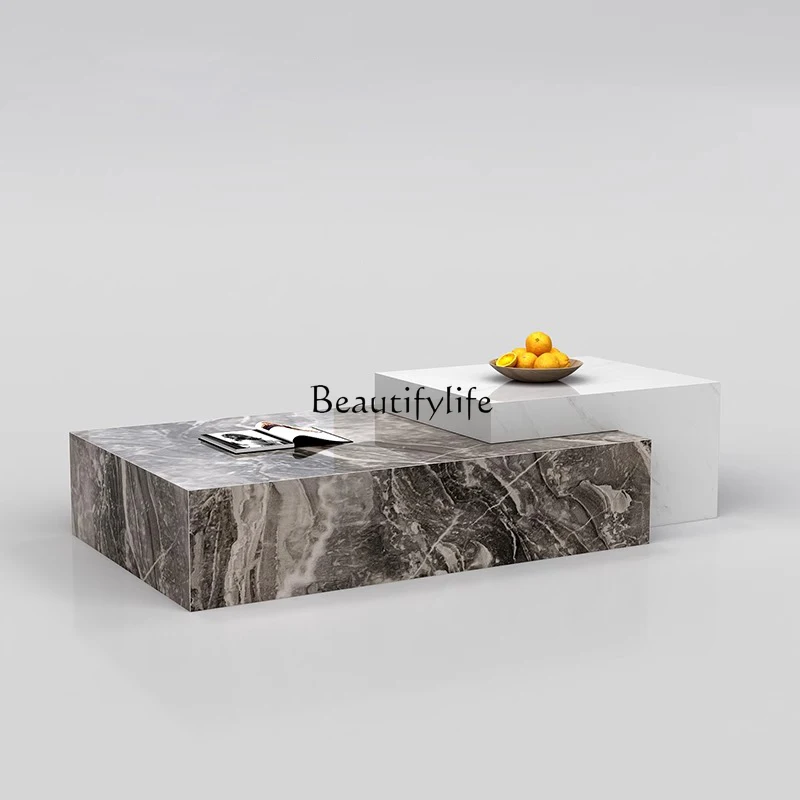

Italian Light Luxury Stone Plate Coffee Table Living Room Home Retractable Simple Modern Marble Creative Tea Table