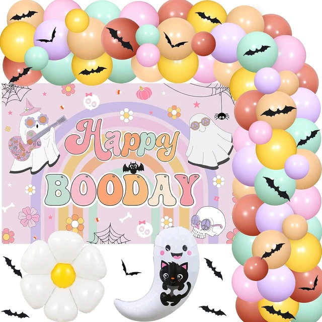 Happy Boo Day Party Decorations Groovy Hippie Halloween Balloon Garland  with Backdrop for Girls Spooky Birthday Party Supplies - AliExpress