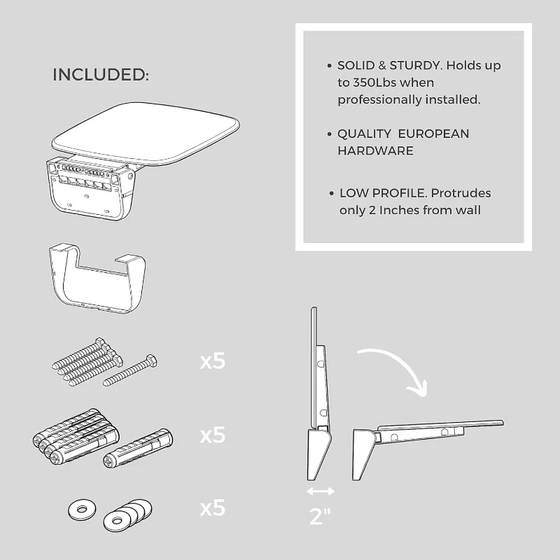 Folding Shower Seat Wall Mounted– Up To 350lbs, Secure Folding Shower Bench, Space Saving Mounted Shower Seat, Luxury Fold Down 6