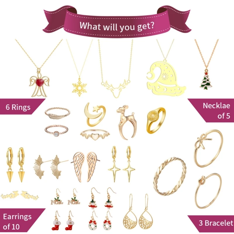 24DayChristmasAdventCalendarRingNecklaceEarringsCountdown